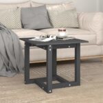 vidaXL Konferenčný stolík sivý 50x50x45 cm borovicový masív – Obrázok 4