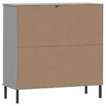 vidaXL Knižnica kovové nohy sivá 90x35x90,5 cm masívne drevo OSLO – Obrázok 7