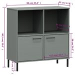 vidaXL Knižnica kovové nohy sivá 90x35x90,5 cm masívne drevo OSLO – Obrázok 8