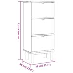 vidaXL Skrinka na topánky OTTA, 3 zásuvky hnedo sivá, borovicový masív – Obrázok 6