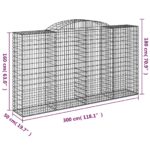 vidaXL Oblúkový gabionový kôš 300x50x160/180 cm pozinkované železo – Obrázok 5