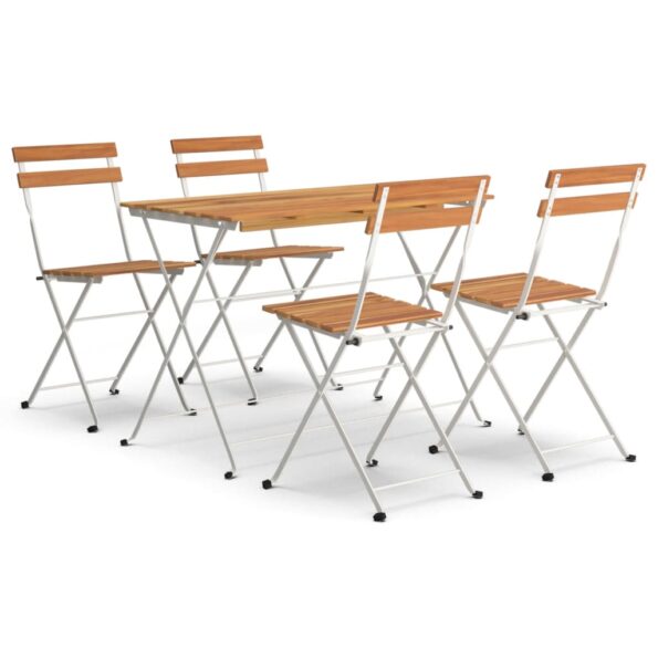 vidaXL 5-dielna skladacia bistro súprava akáciový masív a oceľ – Obrázok 2