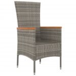 vidaXL Záhradné stoličky so sedákmi 4 ks polyratanové sivé – Obrázok 4