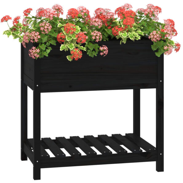 vidaXL Kvetináč s policou čierny 82,5x54x81 cm masívna borovica – Obrázok 4