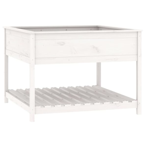 vidaXL Kvetináč s policou biely 111,5x111,5x81 cm masívna borovica – Obrázok 2