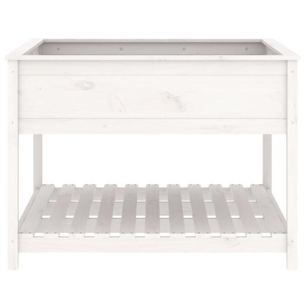 vidaXL Kvetináč s policou biely 111,5x111,5x81 cm masívna borovica – Obrázok 5