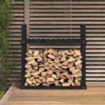 vidaXL Stojan na palivové drevo čierny 110x35x108,5cm masívna borovica – Obrázok 3