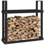 vidaXL Stojan na palivové drevo čierny 110x35x108,5cm masívna borovica – Obrázok 4