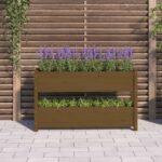 vidaXL Kvetináč medovohnedý 112x25x66 cm borovicový masív – Obrázok 3