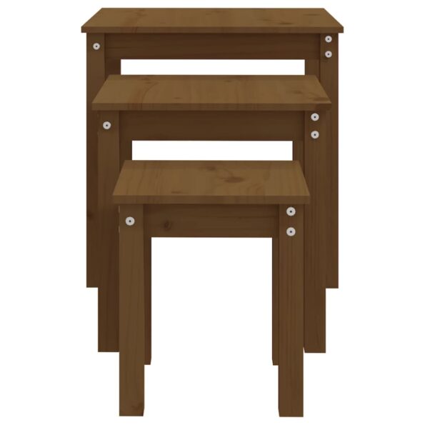 vidaXL Zasúvacie stolíky 3 ks medovo-hnedé masívna borovica – Obrázok 8