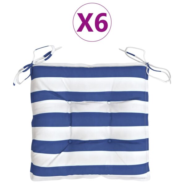 VXL8720845709617_a_en_hd_1.jpg vidaXL Podložky na stoličku 6ks, modro biele 50x50x7cm oxfordská látka – Obrázok 2