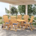 vidaXL Podložky na stoličku 6ks, modro biele 50x50x7cm oxfordská látka