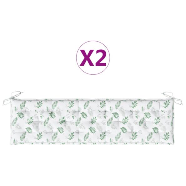 vidaXL Podložky na záhradnú lavičku 2 ks, listy, oxfordská látka – Obrázok 2