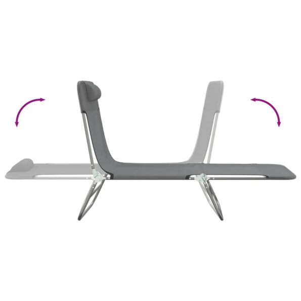 vidaXL Skladacie lehátka 2 ks sivé textilén a oceľ – Obrázok 7