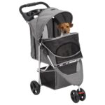 vidaXL Skladací kočík pre psa sivý 80x46x98 cm oxfordská tkanina – Obrázok 2