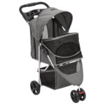 vidaXL Skladací kočík pre psa sivý 80x46x98 cm oxfordská tkanina – Obrázok 3