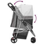 vidaXL Skladací kočík pre psa sivý 80x46x98 cm oxfordská tkanina – Obrázok 6