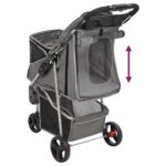 vidaXL Skladací kočík pre psa sivý 80x46x98 cm oxfordská tkanina – Obrázok 7