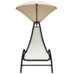 vidaXL Lehátko so strieškou krémové 167x80x195 cm látka a oceľ – Obrázok 3