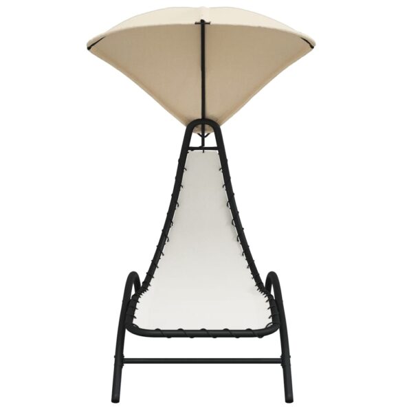 vidaXL Lehátko so strieškou krémové 167x80x195 cm látka a oceľ – Obrázok 3