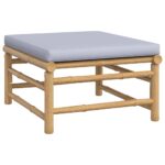 vidaXL 6-dielna záhradná sedacia súprava bledosivé vankúše bambus – Obrázok 7