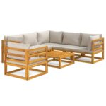 vidaXL 7-dielna záhradná sedacia súprava bledosivé vankúše masív – Obrázok 2