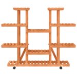 vidaXL Stojan na kvetiny s kolieskami 110x25x115 cm masívna jedľa – Obrázok 4