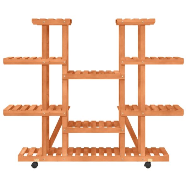 vidaXL Stojan na kvetiny s kolieskami 110x25x115 cm masívna jedľa – Obrázok 4