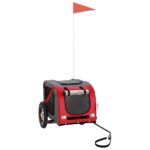 vidaXL Cyklovozík pre zvieratá, červeno sivý, oxfordská látka, železo – Obrázok 2