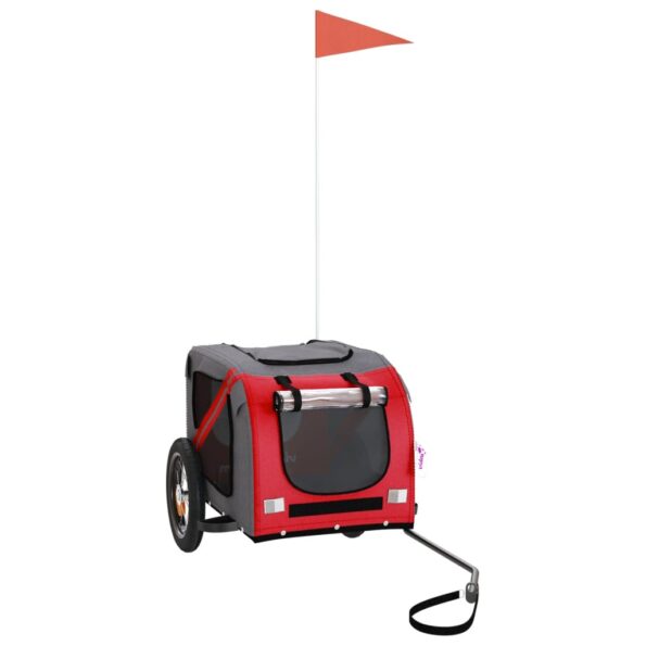 vidaXL Cyklovozík pre zvieratá, červeno sivý, oxfordská látka, železo – Obrázok 2