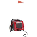 vidaXL Cyklovozík pre zvieratá, červeno sivý, oxfordská látka, železo – Obrázok 3