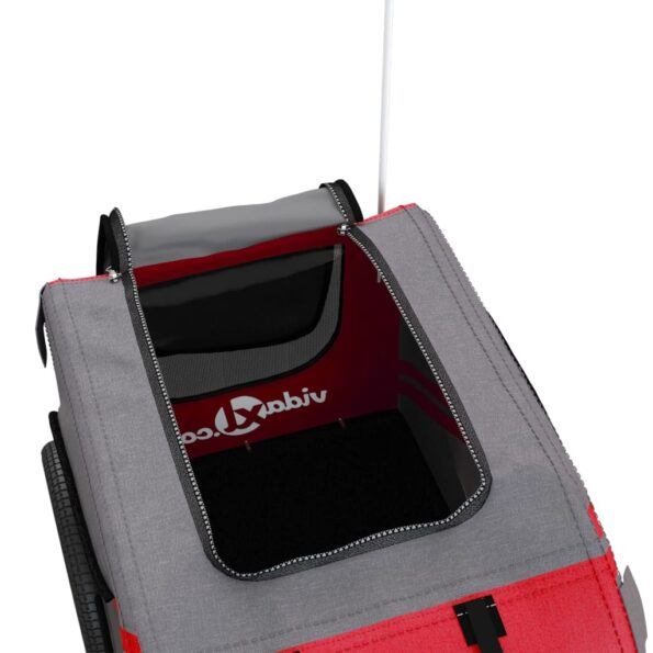 vidaXL Cyklovozík pre zvieratá, červeno sivý, oxfordská látka, železo – Obrázok 9