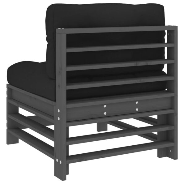 vidaXL Stredová pohovka s podložkami sivá borovicový masív – Obrázok 5