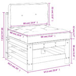 vidaXL Stredová pohovka s podložkami sivá borovicový masív – Obrázok 9