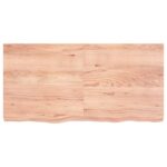 vidaXL Nástenná polica bledohnedá 120x60x(2-6) cm ošetrený masívny dub – Obrázok 2