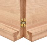 vidaXL Nástenná polica bledohnedá 120x60x(2-6) cm ošetrený masívny dub – Obrázok 3