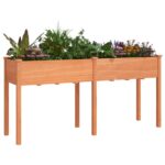 vidaXL Kvetináč s vložkou hnedý 161x45x76 cm jedľový masív – Obrázok 3