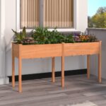 vidaXL Kvetináč s vložkou hnedý 161x45x76 cm jedľový masív