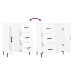 vidaXL Komoda lesklá biela 69,5x34x90 cm spracované drevo – Obrázok 9