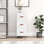 vidaXL Komoda lesklá biela 34,5x34x90 cm spracované drevo