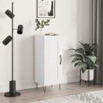 vidaXL Komoda biela 34,5x34x90 cm spracované drevo