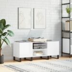 vidaXL Skrinka na platne lesklá biela 121x38x48 cm kompozitné drevo