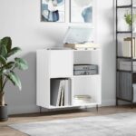 vidaXL Skrinka na platne lesklá biela 84,5x38x89 cm kompozitné drevo