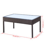 vidaXL 4-dielna záhradná sedacia súprava s vankúšmi polyratan hnedá – Obrázok 9