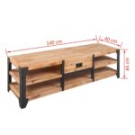 vidaXL TV stolík, akáciový masív 140x40x45 cm – Obrázok 5