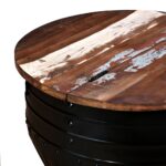 vidaXL Konferenčný stolík, recyklovaný masív, čierny, tvar sudu – Obrázok 6