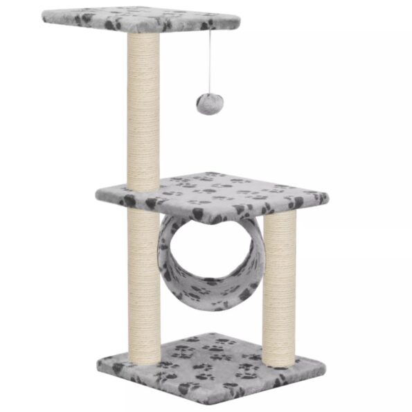 vidaXL Škrabadlo pre mačky, sisalové stĺpiky 65 cm, sivé s labkami – Obrázok 2