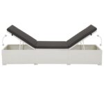 vidaXL Záhradné ležadlo s podložkou, polyratan, biele – Obrázok 3