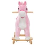 vidaXL Hojdacie zvieratko kôň plyšový 65x32x58 cm ružový – Obrázok 3