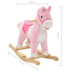 vidaXL Hojdacie zvieratko kôň plyšový 65x32x58 cm ružový – Obrázok 5
